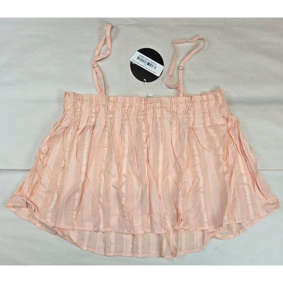 Mitto Shop Crop Tank Top Short Flowy Peach Textured Womens Small NWT - Picture 6 of 9